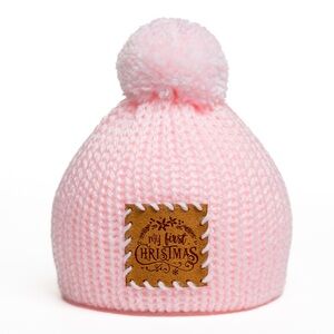 My First Christmas Pink Knit Pom Hat for Babies